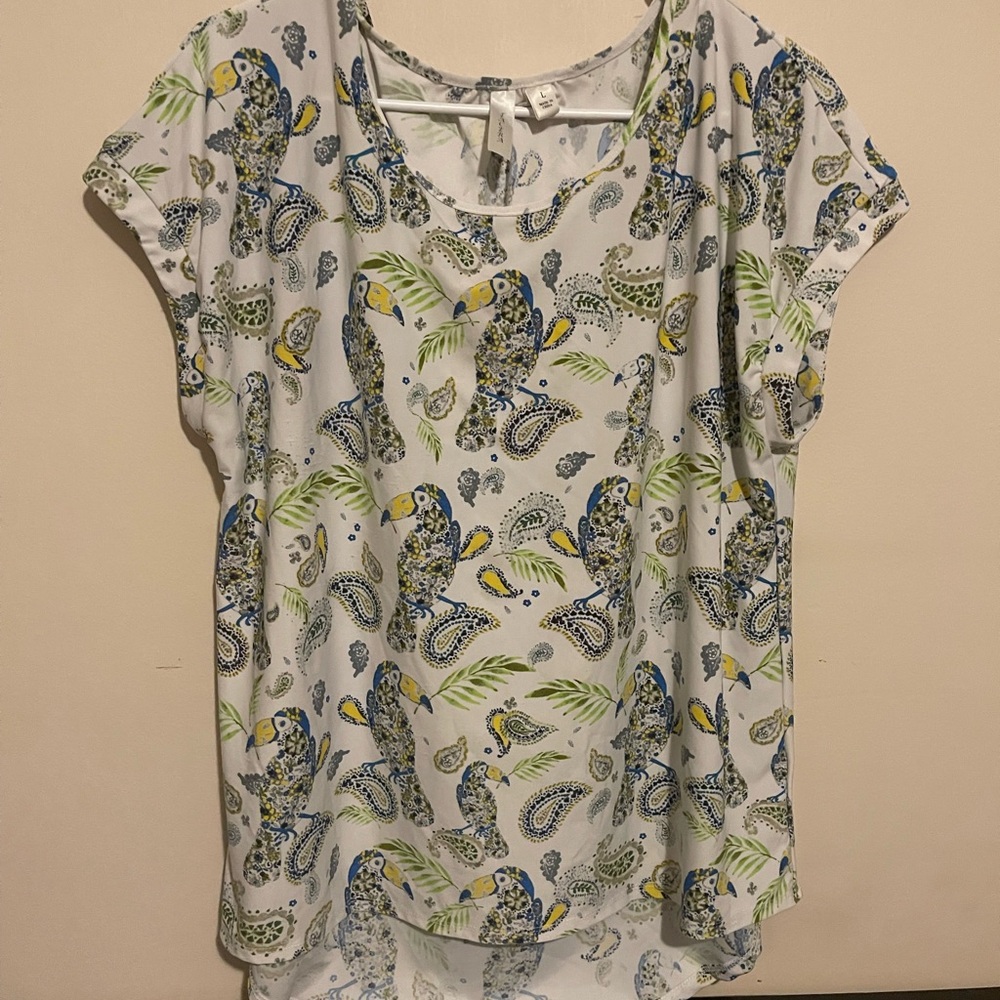 Tacera Blue and Yellow Paisley Blouse